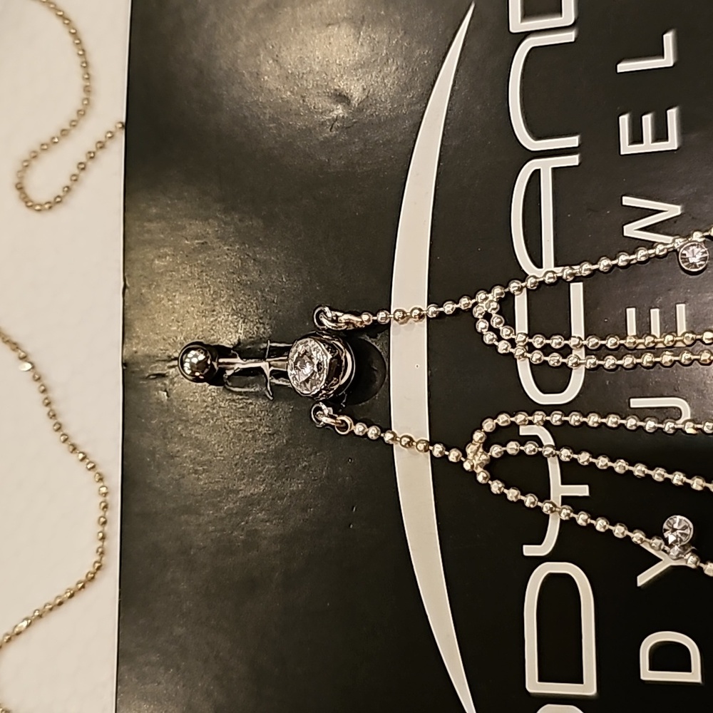 Dangle Belly Button Ring With Belly Chain And Gems - image 2